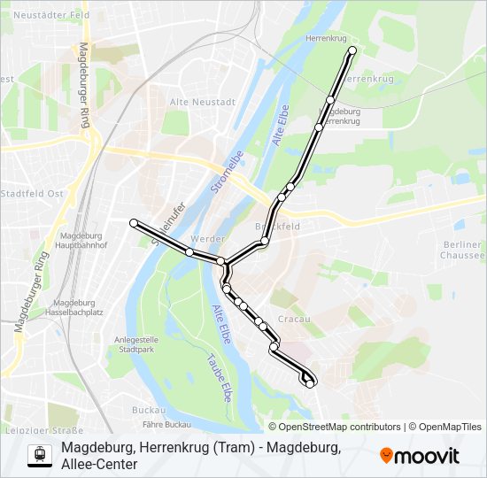 Трамвай N1: карта маршрута