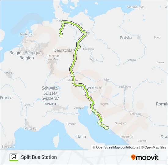 Автобус N883: карта маршрута