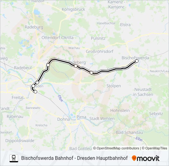 Re 1 Route: Fahrpläne, Haltestellen & Karten - Dresden Hauptbahnhof 