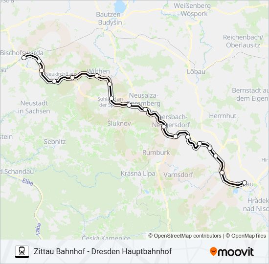 Поезд RB 61: карта маршрута