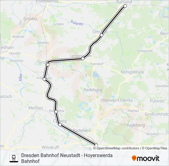 Поезд RE 15: карта маршрута