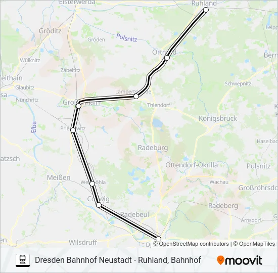 Поезд RE 18: карта маршрута