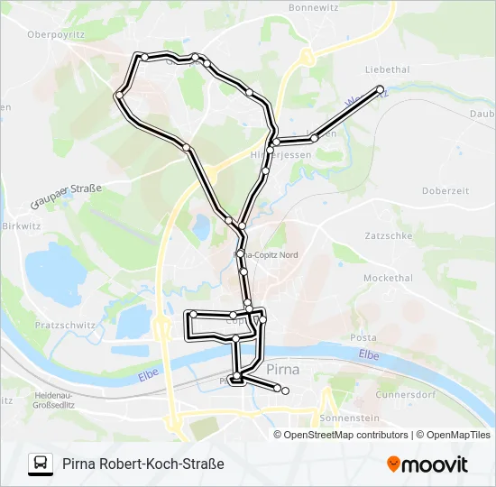 Автобус G/L (PIRNA): карта маршрута