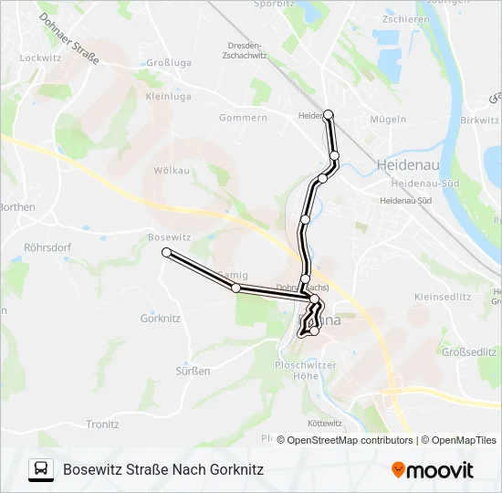 B (HEIDENAU) Bus Line Map