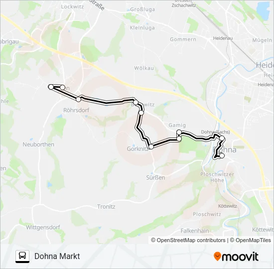 B (HEIDENAU) Bus Line Map
