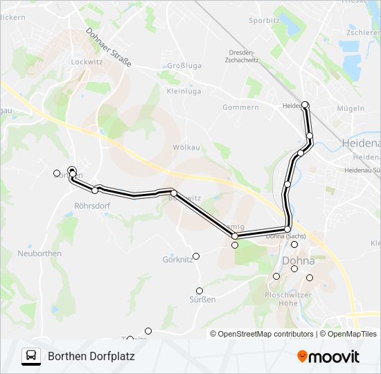 Автобус B (HEIDENAU): карта маршрута