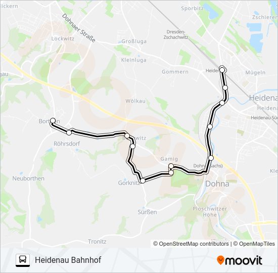 Автобус B (HEIDENAU): карта маршрута