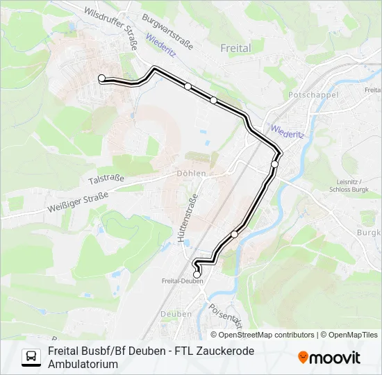Автобус GV 34 (GESAMTVERKEHR FREITAL-ZAU: карта маршрута
