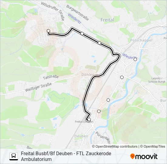 Автобус GV 34 (GESAMTVERKEHR FREITAL-ZAU: карта маршрута