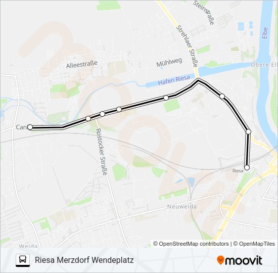 Автобус C (RIESA): карта маршрута
