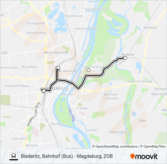 Автобус RE1: карта маршрута