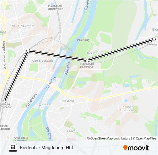 Автобус RE1: карта маршрута