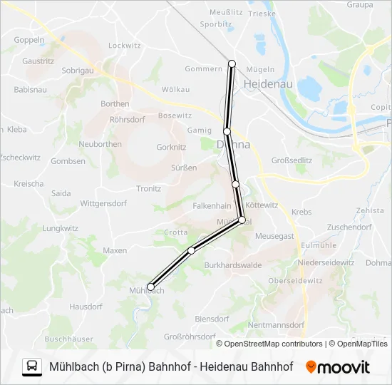 Автобус RB72: карта маршрута