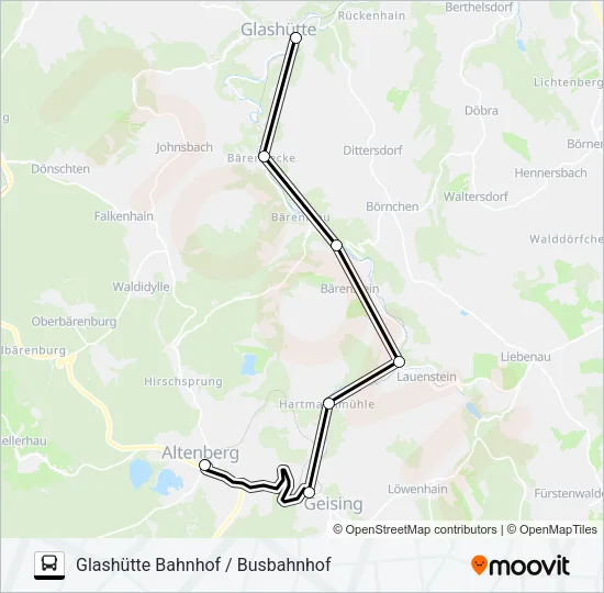 Buslinie RB72 Karte