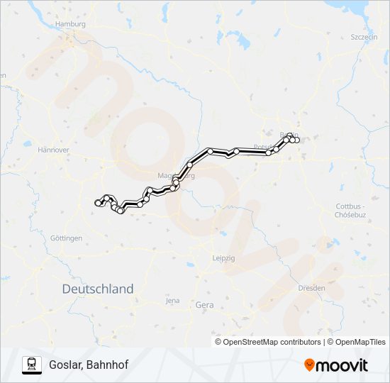 Поезд HBX: карта маршрута