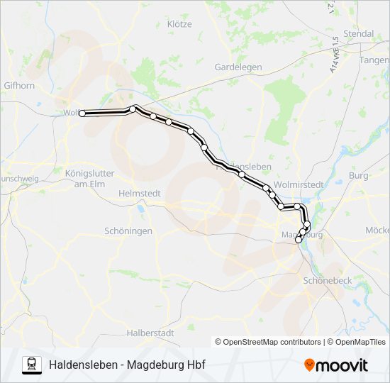 Поезд RB36: карта маршрута