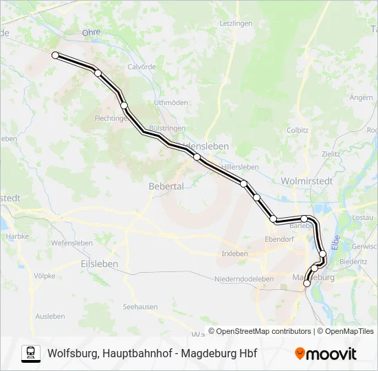 Поезд RB36: карта маршрута