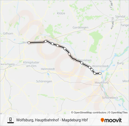 Поезд RB36: карта маршрута
