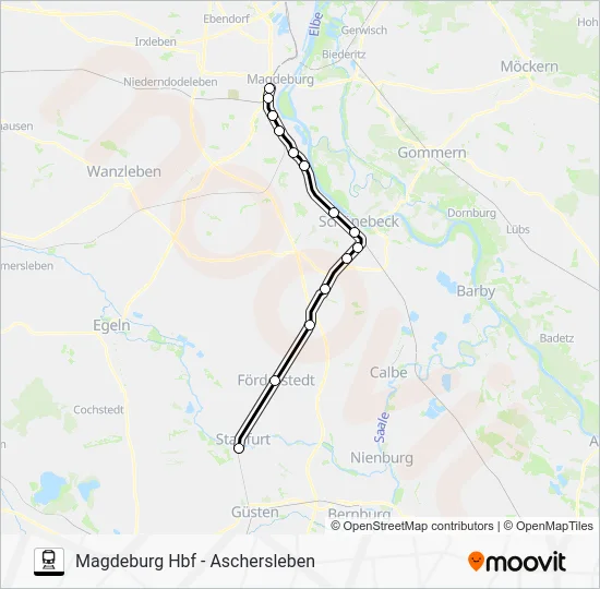 Поезд RB41: карта маршрута