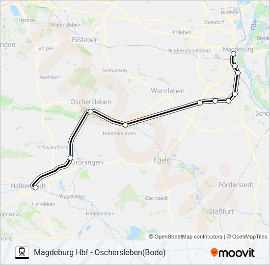 Поезд RB43: карта маршрута