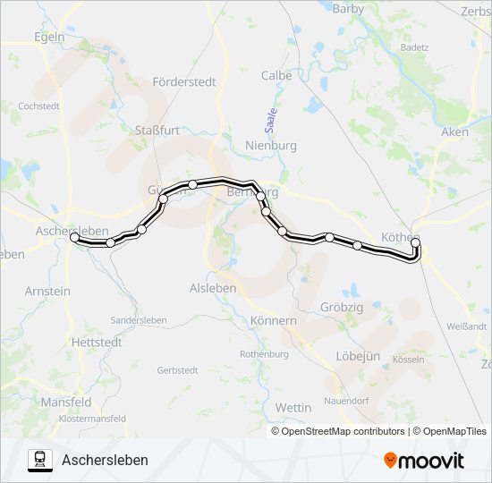 Поезд RB50: карта маршрута