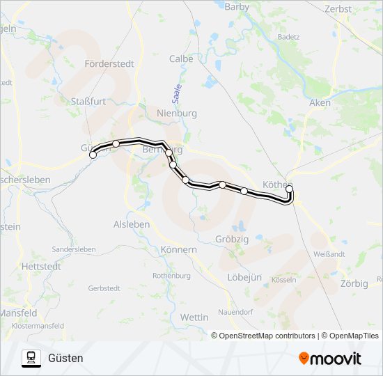 Поезд RB50: карта маршрута