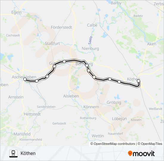 Поезд RB50: карта маршрута
