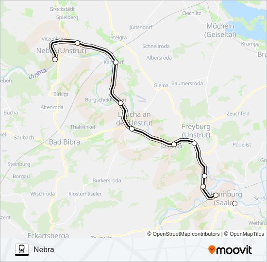 Поезд RB77: карта маршрута