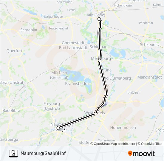 Поезд RB77: карта маршрута