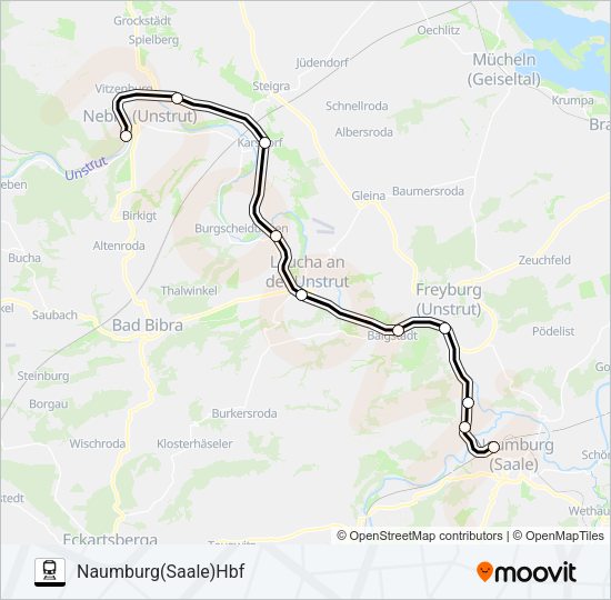 Поезд RB77: карта маршрута