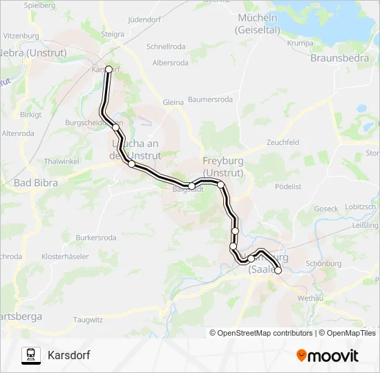 Поезд RB77: карта маршрута