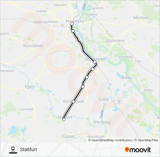 Поезд RE10: карта маршрута