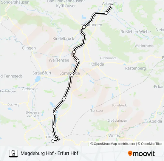 Bahnlinie RE10 Karte