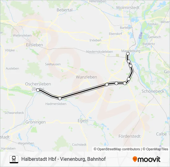 Поезд RE21: карта маршрута