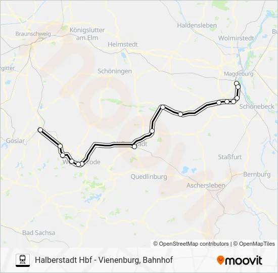 Поезд RE21: карта маршрута