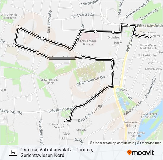 Автобус B: карта маршрута