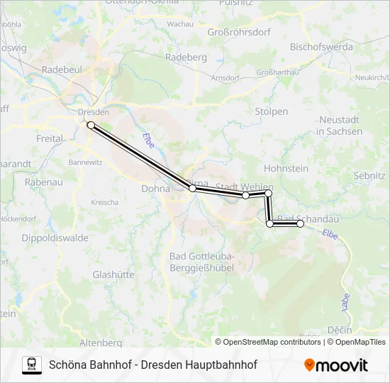 Поезд RE50: карта маршрута