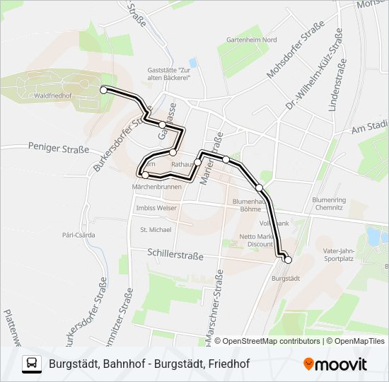 Автобус A: карта маршрута