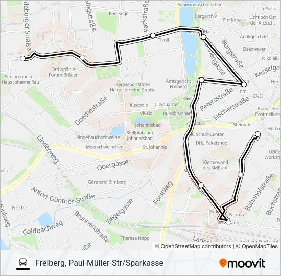 Автобус B: карта маршрута