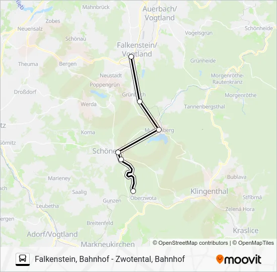 Автобус RB1: карта маршрута