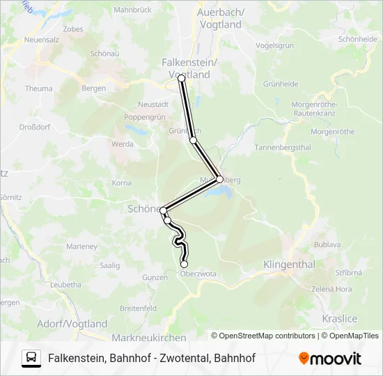 Автобус RB1: карта маршрута