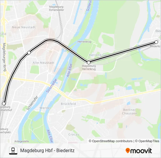 Поезд RB: карта маршрута