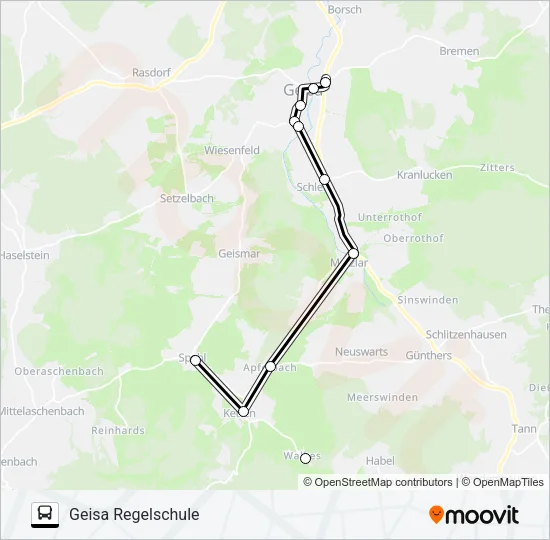 114-U Bus Line Map