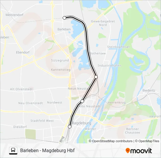 Автобус RB36: карта маршрута