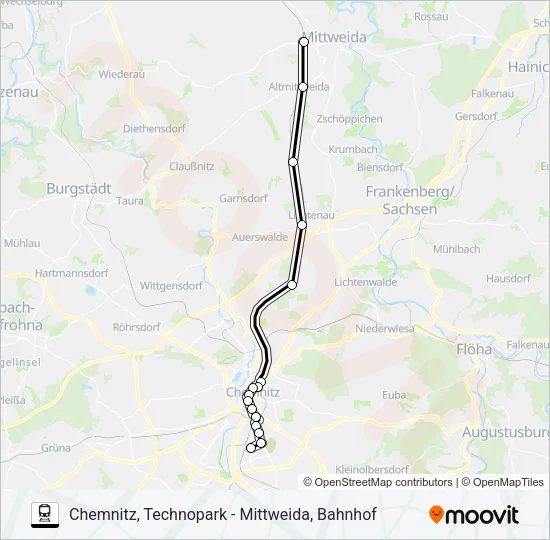 Поезд C14: карта маршрута