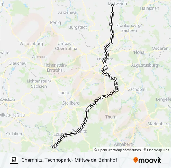 Поезд C14: карта маршрута