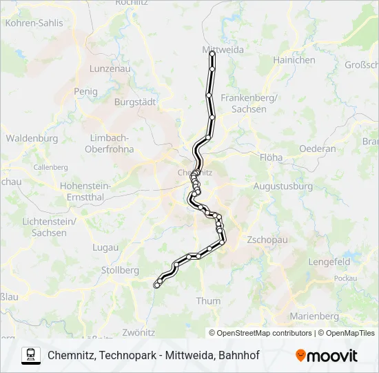 Поезд C14: карта маршрута