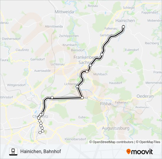 Поезд C15: карта маршрута