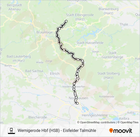 Поезд HSB: карта маршрута