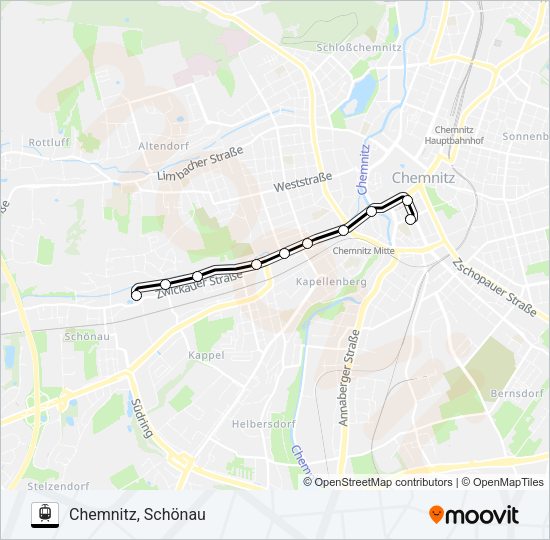 Трамвай T1: карта маршрута